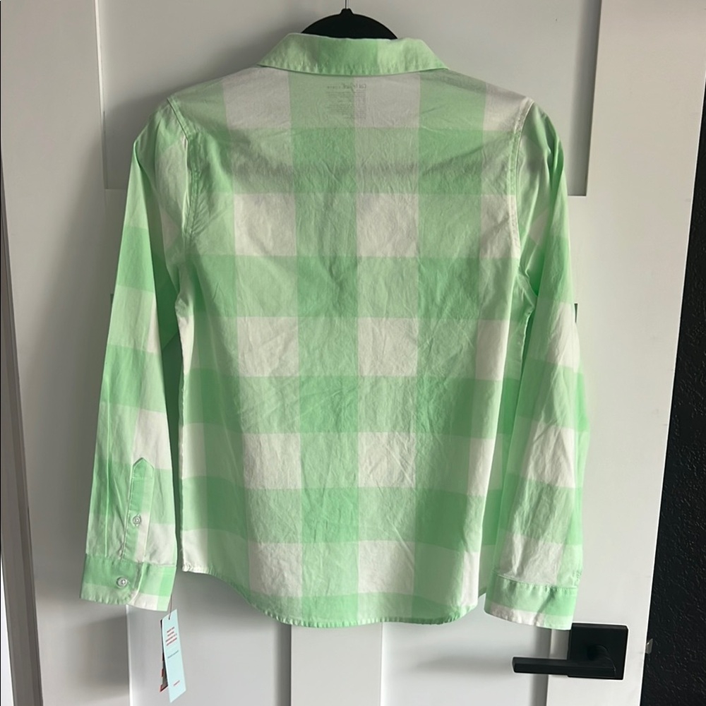 Cat & Jack Green and White Checkered Button-Up Shirt Size Large - Picture 4 of 4
